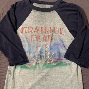 Vintage New Year 1982 Grateful Dead Concert blue Sleeve Raglan T-Shirt size M